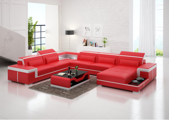 Ledersofa Couch Wohnlandschaft Ecksofa Eck Garnitur Design Modern Sofa G8020 Neu