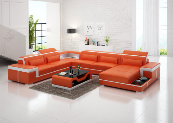 Ledersofa Couch Wohnlandschaft Ecksofa Eck Garnitur Design Modern Sofa G8020 Neu