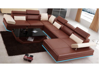 Ledersofa Sofa Couch Wohnlandschaft Ecksofa Garnitur Design Modern Sofa K5009