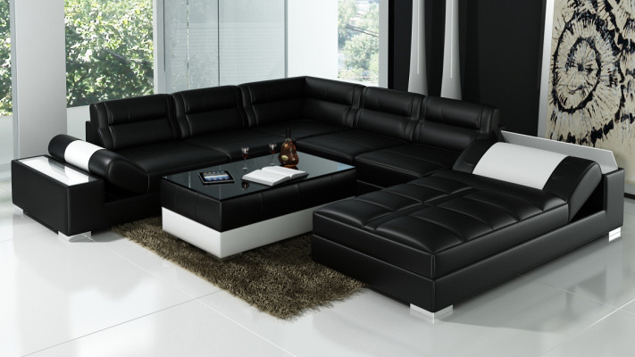 Ledersofa Sofa Couch Wohnlandschaft Ecksofa Garnitur Design Modern Sofa L6001