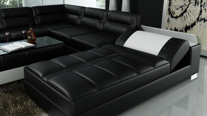 Ledersofa Sofa Couch Wohnlandschaft Ecksofa Garnitur Design Modern Sofa L6001