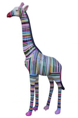 Design Figur Giraffe in Streifen Statue Skulptur Figuren Skulpturen Abstrakt Neu