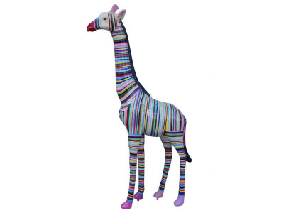 Design Figur Giraffe in Streifen Statue Skulptur Figuren Skulpturen Abstrakt Neu