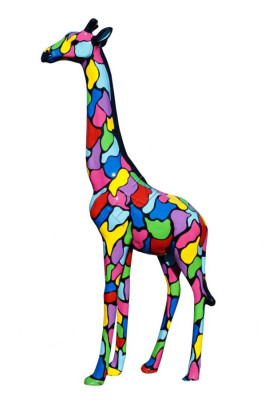 Design Figur Giraffe in Streifen Statue Skulptur Figuren Skulpturen Abstrakt Neu