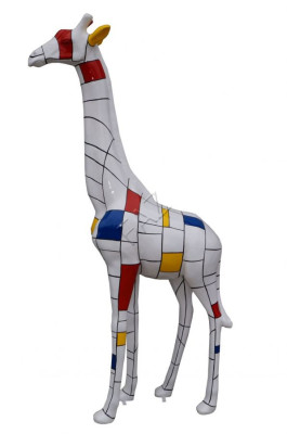 Design Figur Giraffe in Streifen Statue Skulptur Figuren Skulpturen Abstrakt Neu