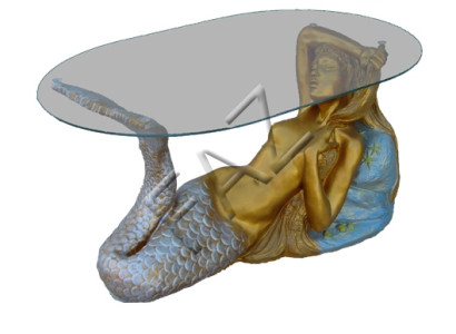 Design Tisch Meerjungfrau mit Glas Figur Statue Skulptur Figuren Skulpturen Neu