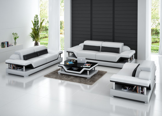 Ledersofa Sofa USB Couch Wohnlandschaft 321 Sitzer Garnitur Design Sofagarnitur