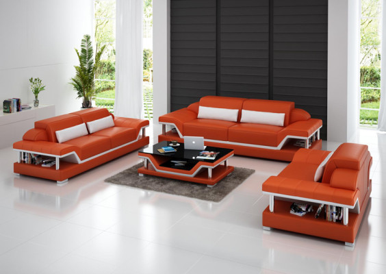 Ledersofa Sofa USB Couch Wohnlandschaft 321 Sitzer Garnitur Design Sofagarnitur