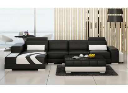 Wohnlandschaft Polster Ecke Eck Sofa mit USB,Garnitur Landschaft Leder Neu V015C