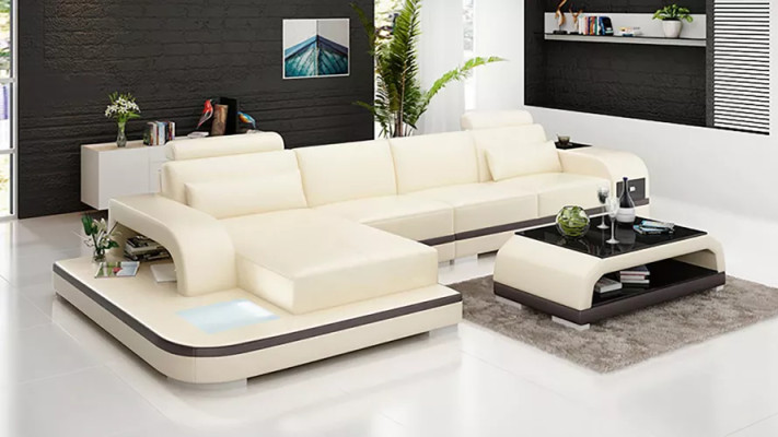 Ecksofa LForm Couchtisch Sofas Ledersofa Designer Sofa Couch Polster 2tlg Neu