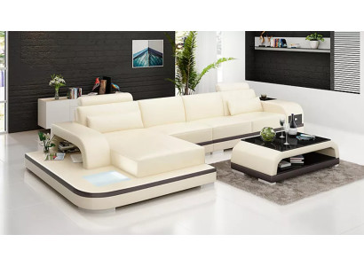 Ecksofa LForm Couchtisch Sofas Ledersofa Designer Sofa Couch Polster 2tlg Neu