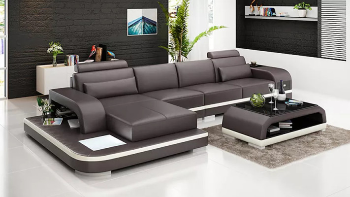 Ecksofa LForm Couchtisch Sofas Ledersofa Designer Sofa Couch Polster 2tlg Neu