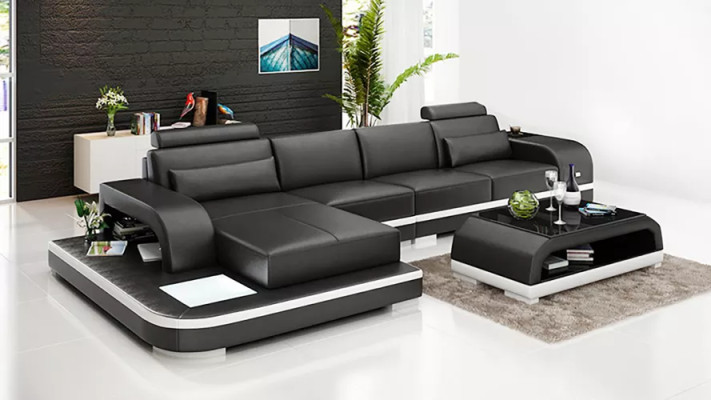 Ecksofa LForm Couchtisch Sofas Ledersofa Designer Sofa Couch Polster 2tlg Neu