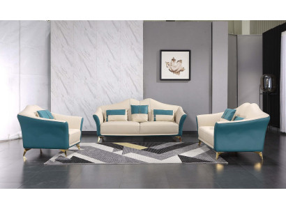 Ledersofa Sofagarnitur Komplette Garnitur Wohnzimmer Möbel Set Polster Couchen