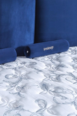Schlafzimmer Set Bett Blau Hocker Kommode Design Luxus 2x Nachttische 5tlg. Neu