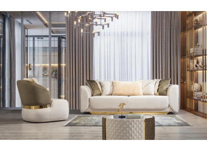 Wohnzimmer Garnitur Moderner Dreisitzer Sessel Couchtisch Luxus Sitz Set