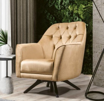 Beiger Chesterfield Luxus Lehn Sessel Lounge EInsitzer Fenseh Möbel Neu