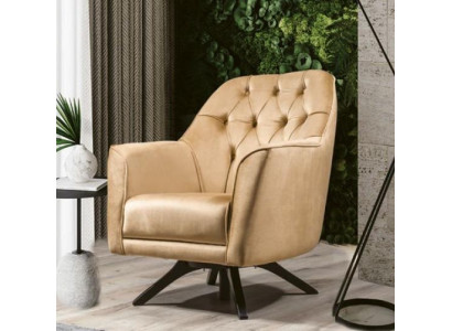 Beiger Chesterfield Luxus Lehn Sessel Lounge EInsitzer Fenseh Möbel Neu