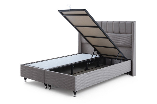 Schlafzimmer Graues Textilbett Designer Rechteckige Form Doppelbett Neu