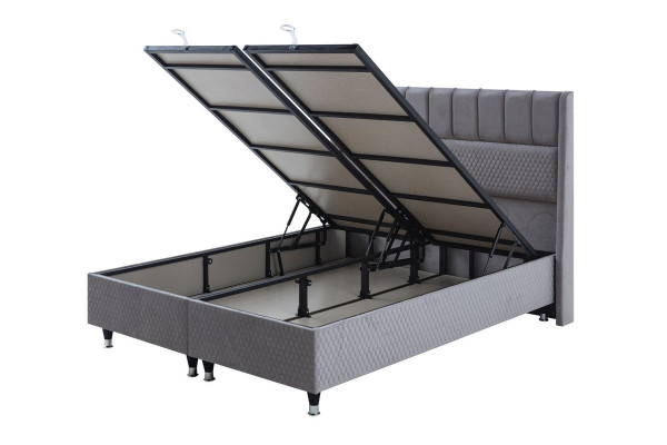 Schlafzimmer Graues Textilbett Designer Rechteckige Form Doppelbett Neu