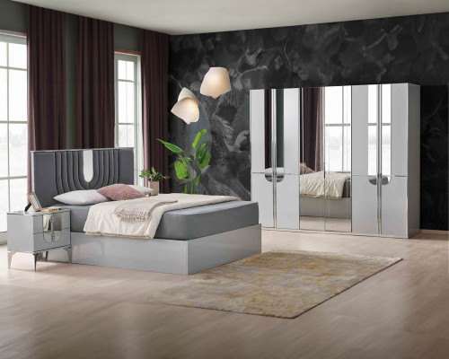 Nachttische Nachtkommoden Grau Tische Schlafzimmer Set 2tlg Nachttisch Set