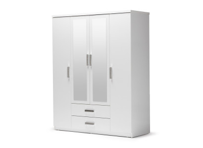 Kleiderschrank Holzschrank Schrank Anbauschrank Spiegel Holz Weiß Schlafzimmer