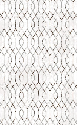 Teppich Wohnzimmerteppich Weiß Abstrakter Geometrisches Muster Silber