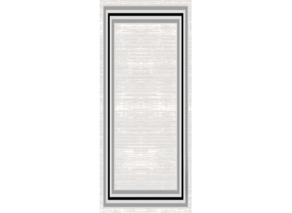 Teppich Bodenteppich Kurzflor Bordüre Ornament Grau Schwarz Flur Foyer Teppiche