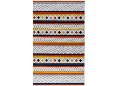 Teppich Kurzflor Retro Design Ornamente Bunt Kinderstube Wohnzimmer Teppiche