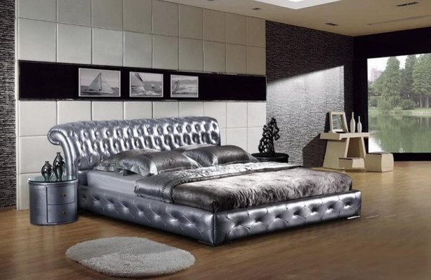 Polsterbett Doppelbett Designer Bett Ehebett Schlafzimmer Lederbett Neu Betten