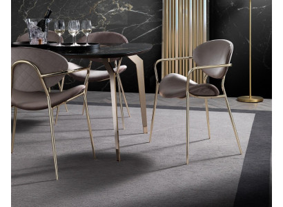 Stuhl Beige Design Wohnzimmer Esszimmer Holz Stühle Polster Lehnstuhl Möbel Neu