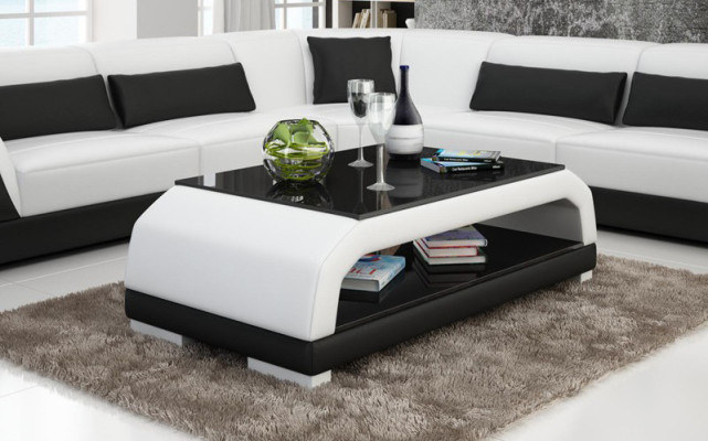Couchtisch Leder Glastisch Design Tisch Sofa Beistell Couch Tische Farbe wählbar
