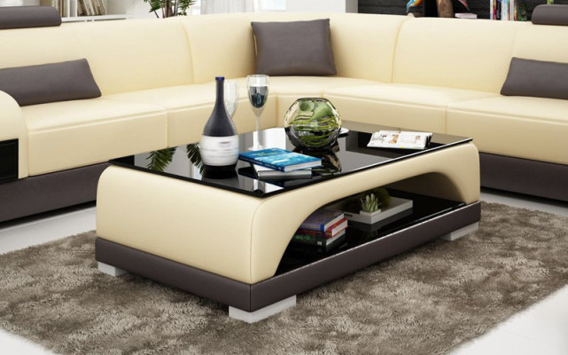 Design Glastisch Leder Couch Tisch Tische Glas Sofa Wohnzimmertische