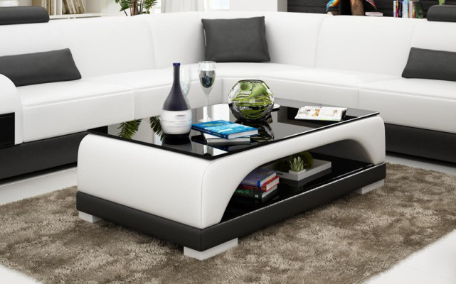 Design Glastisch Leder Couch Tisch Tische Glas Sofa Wohnzimmertische