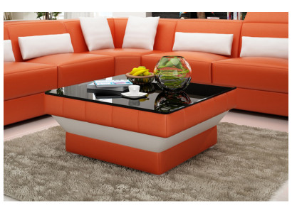 Design Glastisch Leder Couch Tisch Tische Glas Sofa Wohnzimmertische
