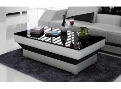 Design Glastisch Leder Couch Tisch Tische Glas Sofa Wohnzimmertisch NEU