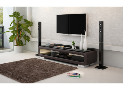Abgerundetes Leder Sideboard Glas Tisch Lowboard rtv tv schrank Regal Kommode