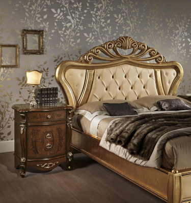 Nachttisch mit Schubladen Bettmöbel Design Schlafzimmer Möbel Massivholz 3tlg.