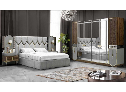 Bett Nachttisch Kleiderschrank 4 tlg Schlafzimmer Set Design Modern Luxus