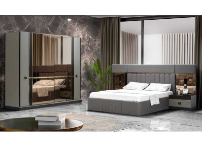 Bett Nachttisch Kleiderschrank 4tlg Schlafzimmer Set Design Luxus Neu