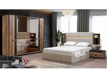 Bett Nachttisch Kleiderschrank 4tlg Schlafzimmer Set Design Modern Neu