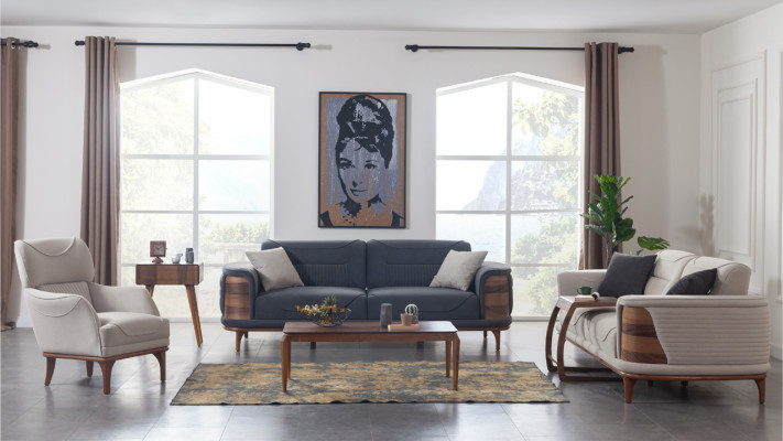 Zwei Sofas komplett mit 2 weißen Sesseln luxuriöse gepolsterte Sessel neu