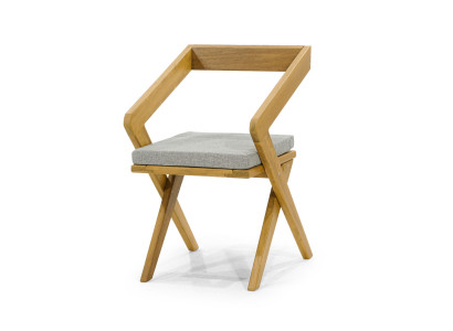 Beiger Robuster Outdoor Stuhl Einzelstuhl Holzmöbel Terrassen Stühle