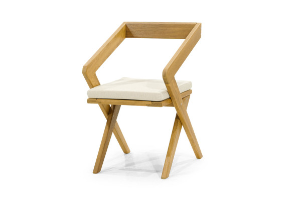 Beiger Robuster Outdoor Stuhl Einzelstuhl Holzmöbel Terrassen Stühle