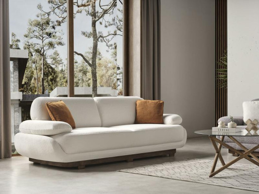 Wohnzimmer Sofa 3 Sitzer Design Textil Einrichtung Dreisitzer Sofa Couch Weiß