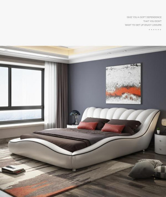 Bett Luxus 180x200 Weiß Schlafzimmer Kunstleder Möbel Modern Design Neu
