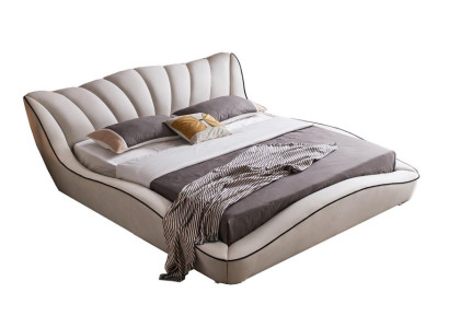 Bett Luxus 180x200 Grau Schlafzimmer Kunstleder Möbel Modern Design Neu
