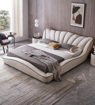 Bett Luxus 180x200 Grau Schlafzimmer Kunstleder Möbel Modern Design Neu