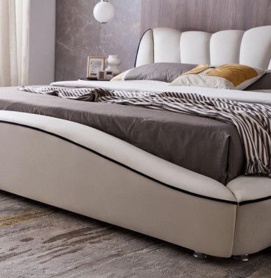 Bett Luxus 180x200 Grau Schlafzimmer Kunstleder Möbel Modern Design Neu