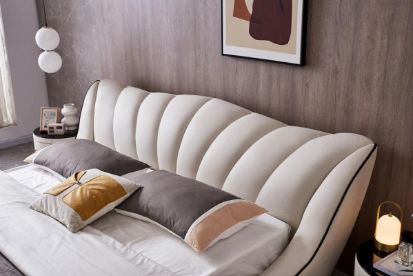 Bett Luxus 180x200 Grau Schlafzimmer Kunstleder Möbel Modern Design Neu